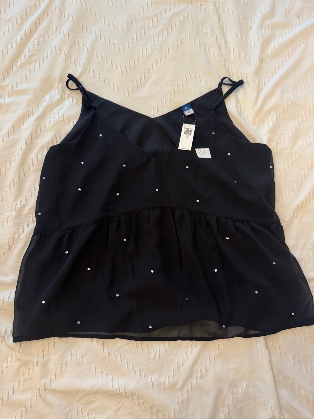 Old Navy Black Beaded Peplum Camisole XL Tall